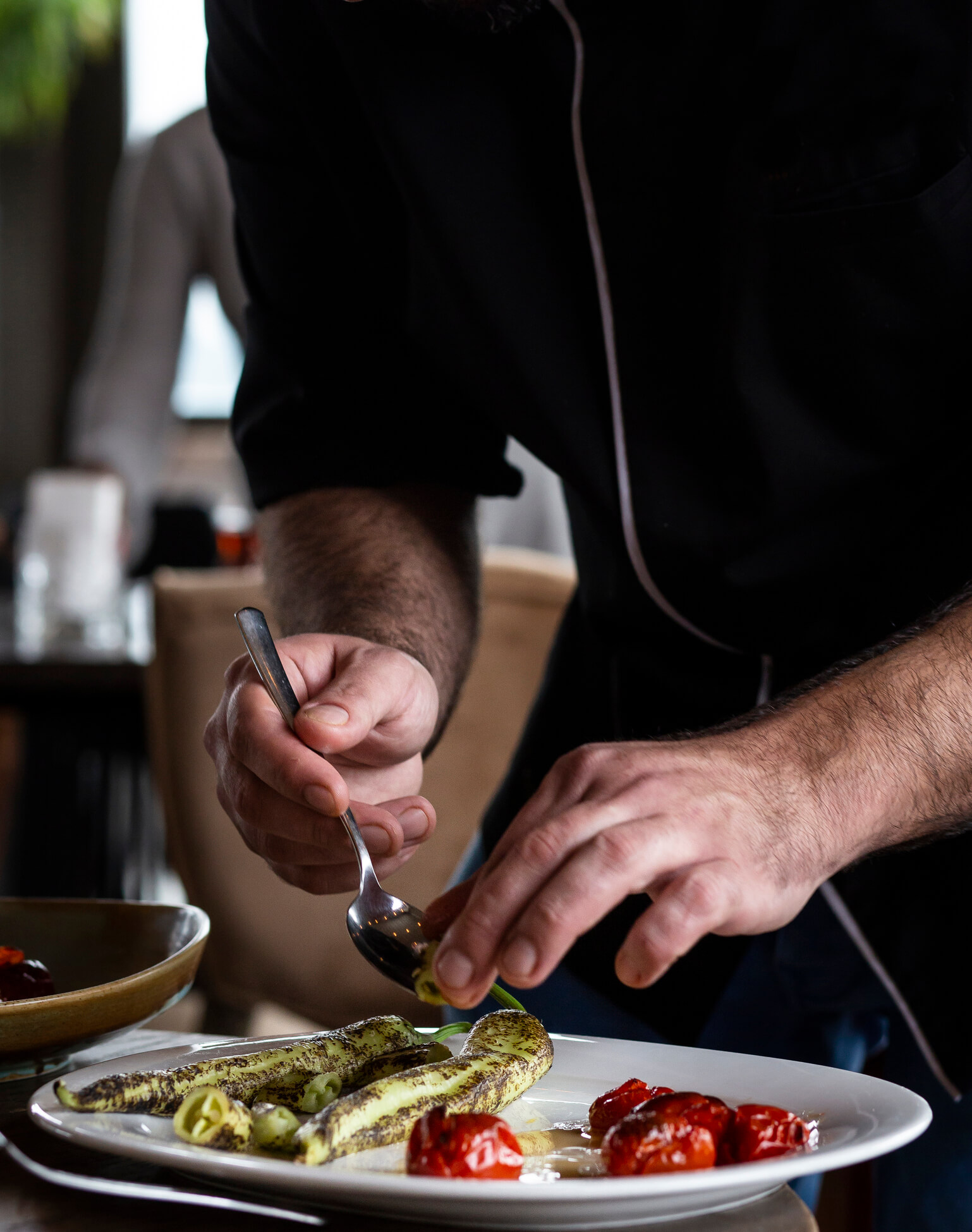 Service by the chef of the restaurant of the hotel le moulin de ducey